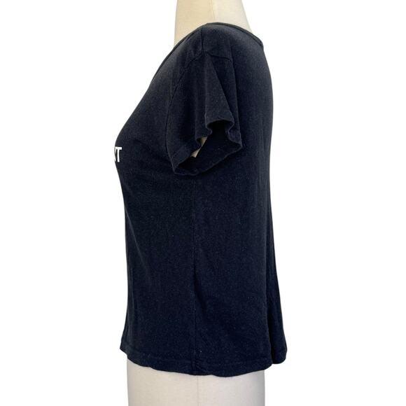 SAINT LAURENT Brandy Melville Graphic Letter Printed Super Soft Black T Shirt OS - Picture 6 of 7